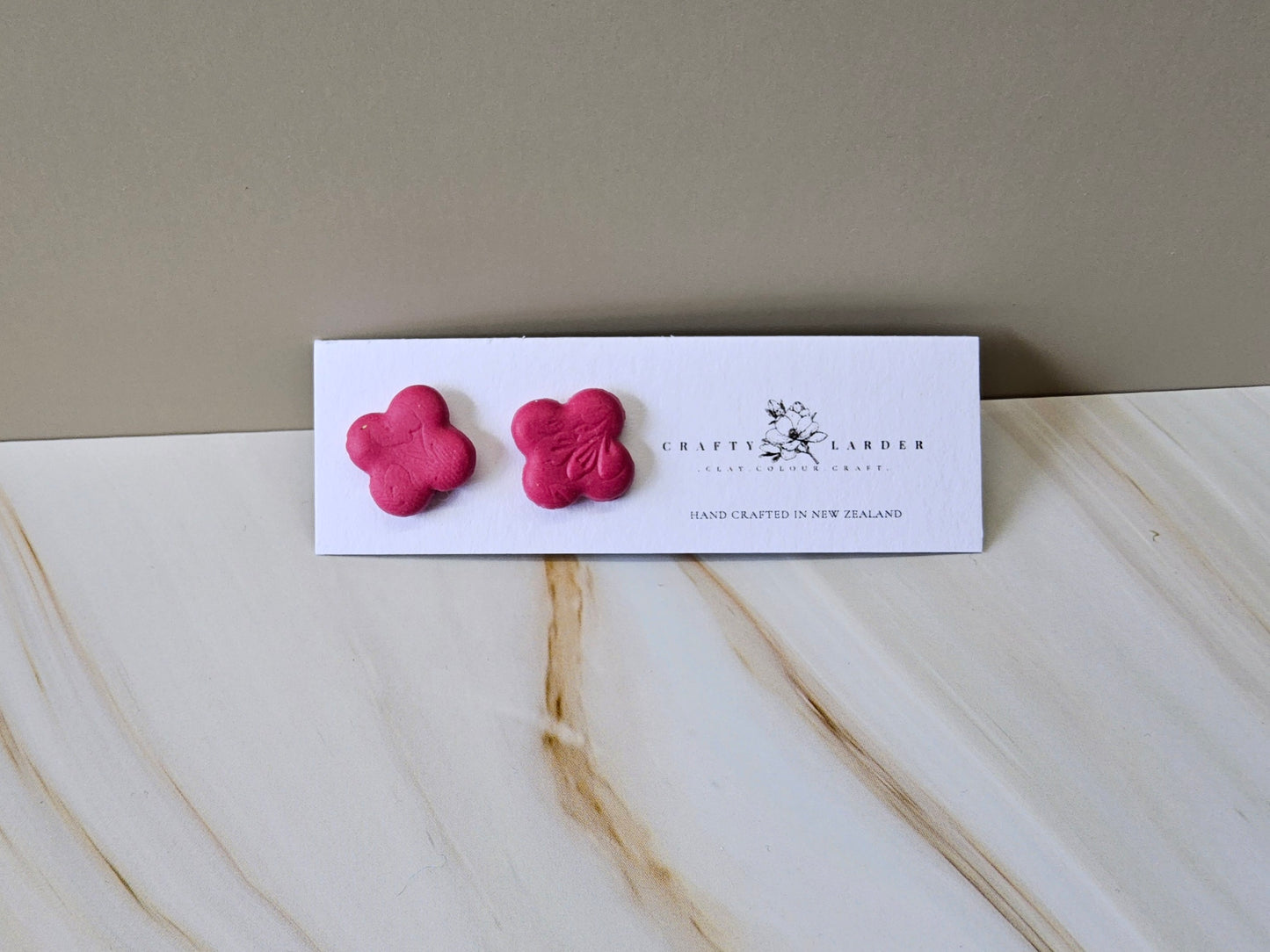 Crimson Flower Studs