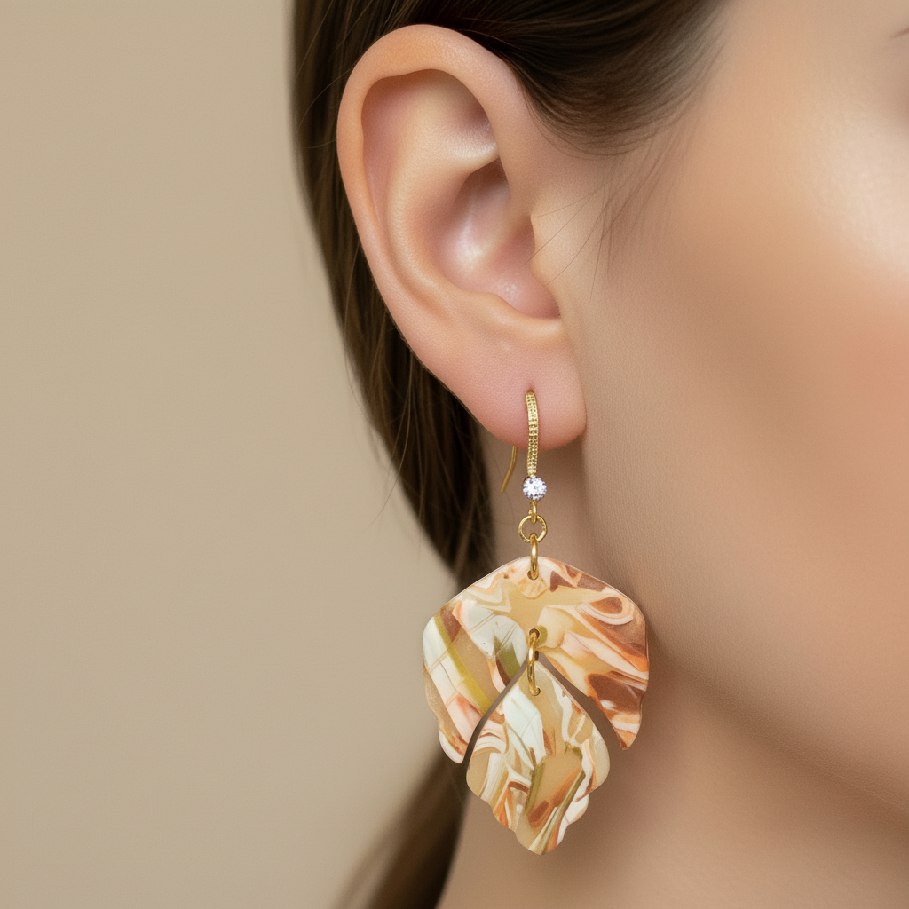Agate Monstera Leaf - On Ear Smaller
