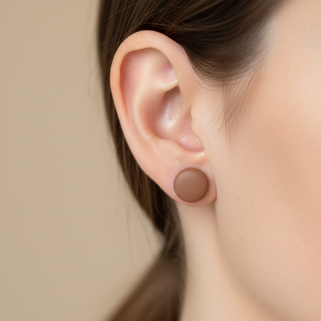  "Handmade polymer clay cocoa bean stud earrings in warm terracotta brown matte finish"