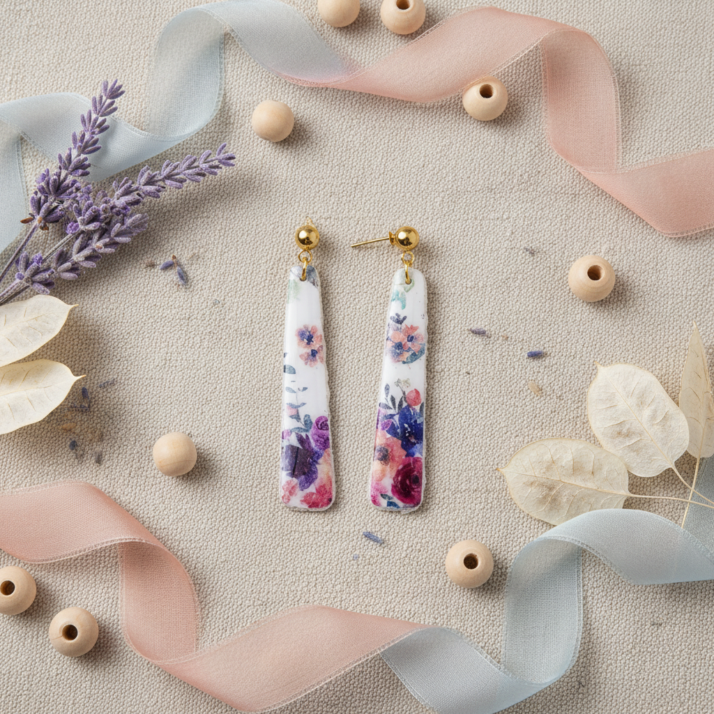 Flat lay of Garden Bar Drops with complementary dried flowers and natural styling on neutral surface