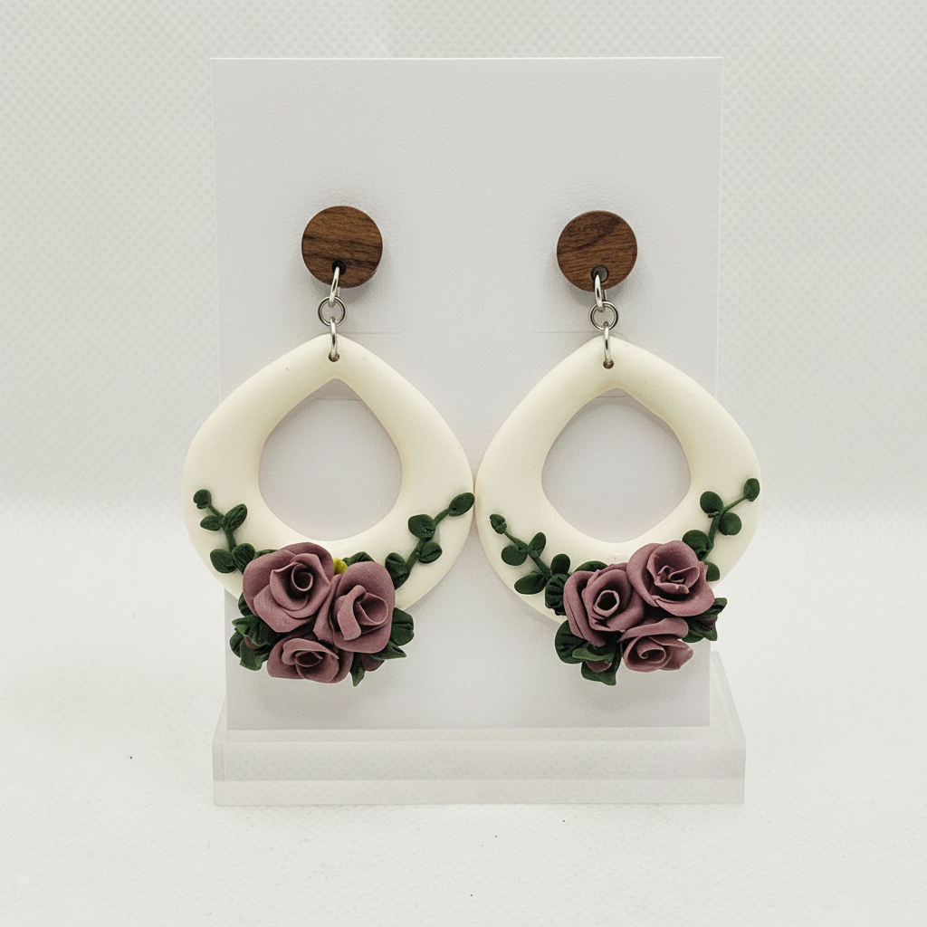 Damson Vine Rose Earrings card shot