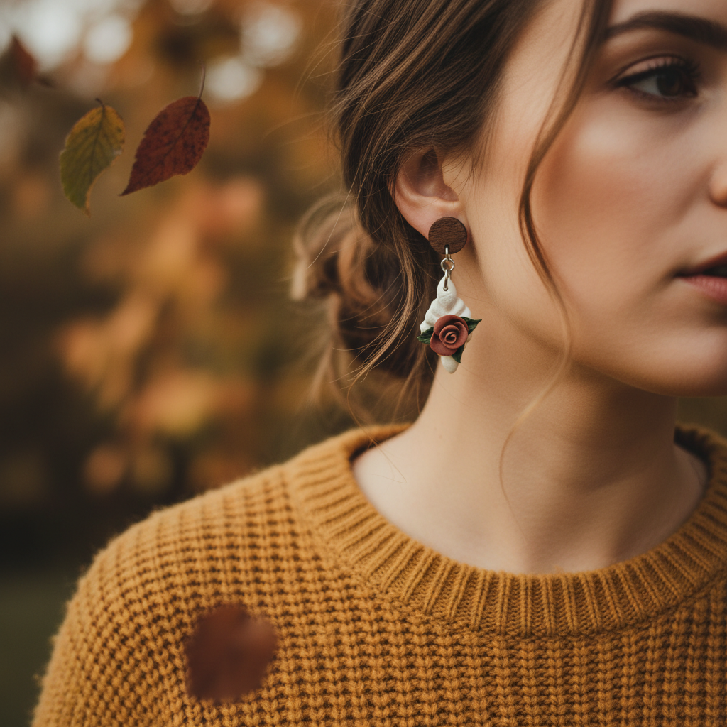 Chili Rose Diamond Earrings model shot
