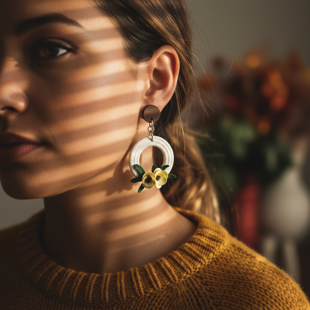 Lemon Rose Circle Dangles model shot