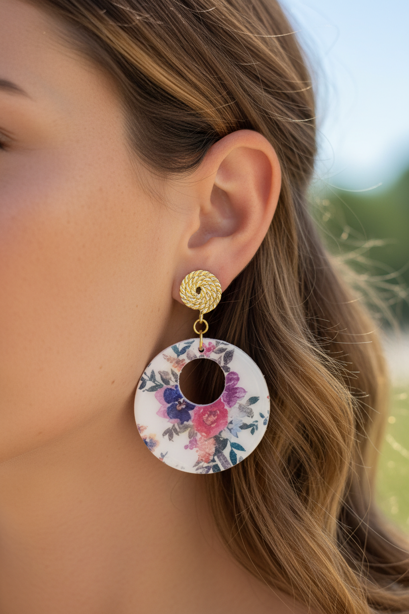 Model wearing earrings