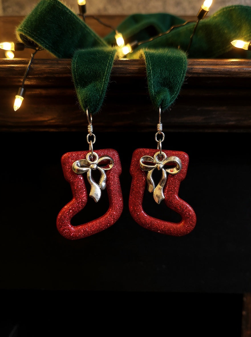 Glitter Stocking Bow Dangles