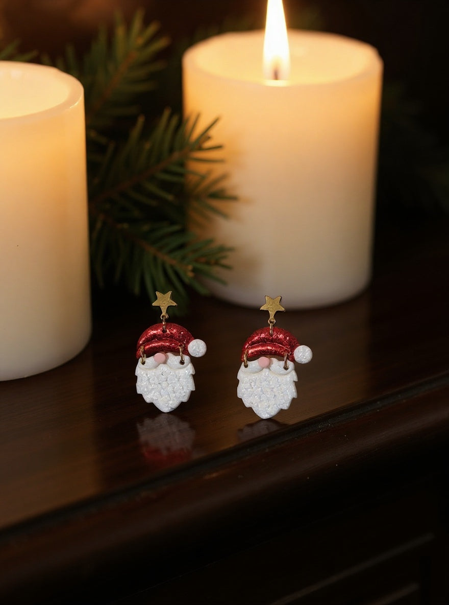 Glittery Santa Dangles