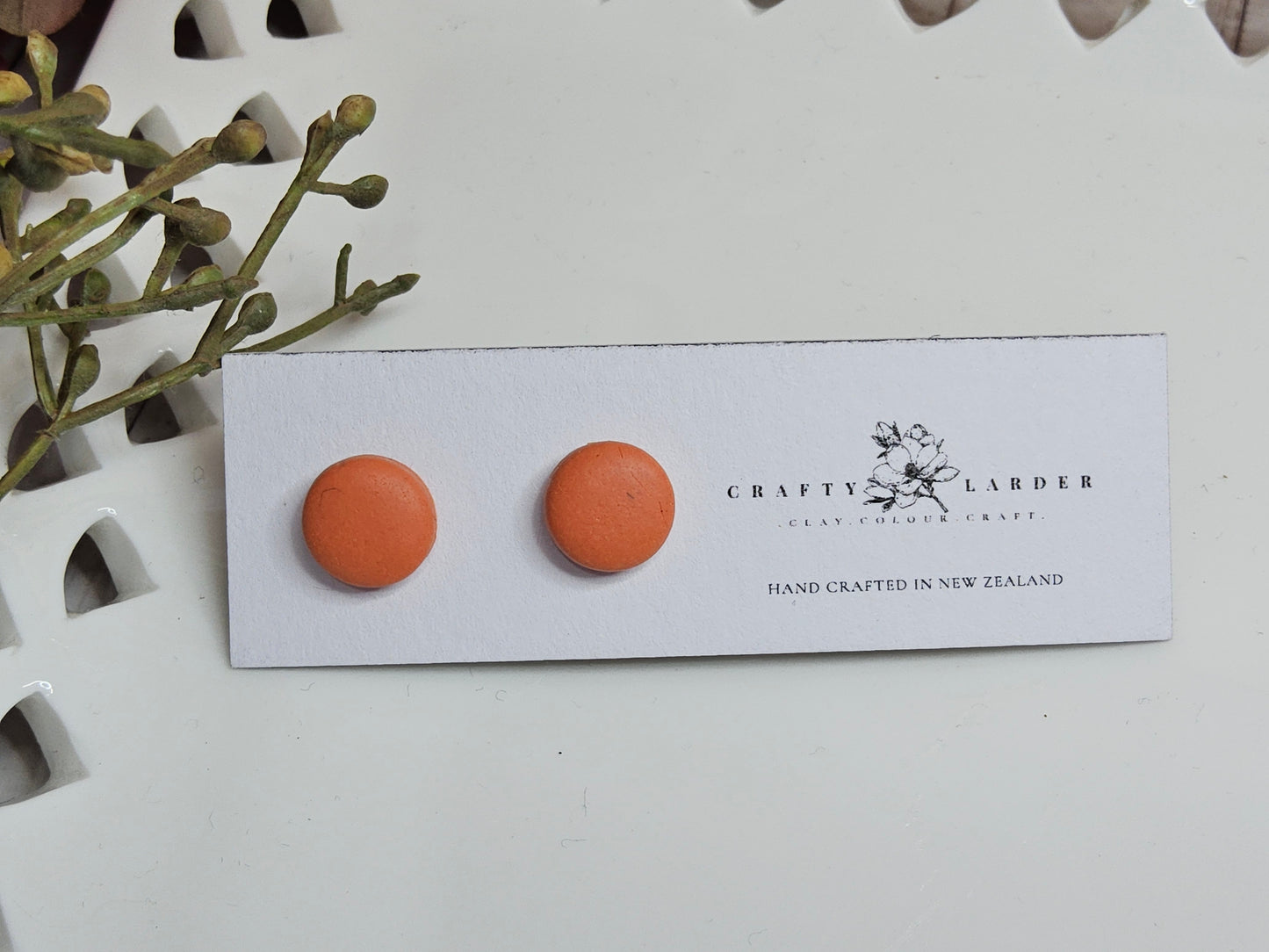 Natural Clay Sunrise Orange Stud Earrings
