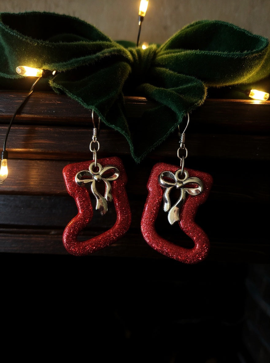 Glitter Stocking Bow Dangles
