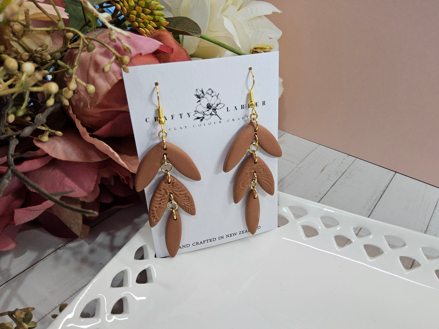 Natural Clay Cocoa Bean Statement Earlings