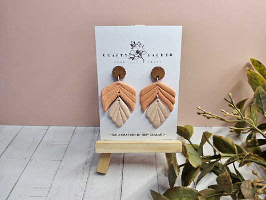 Natural Clay  Light Terracotta/Almond Walnut Earrings