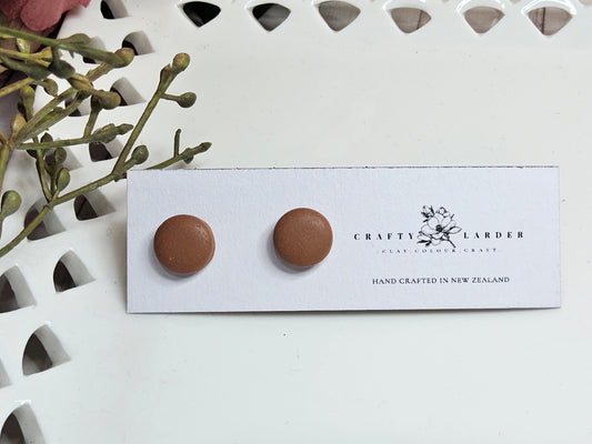 Natural Clay Cocao Bean Stud Earrings