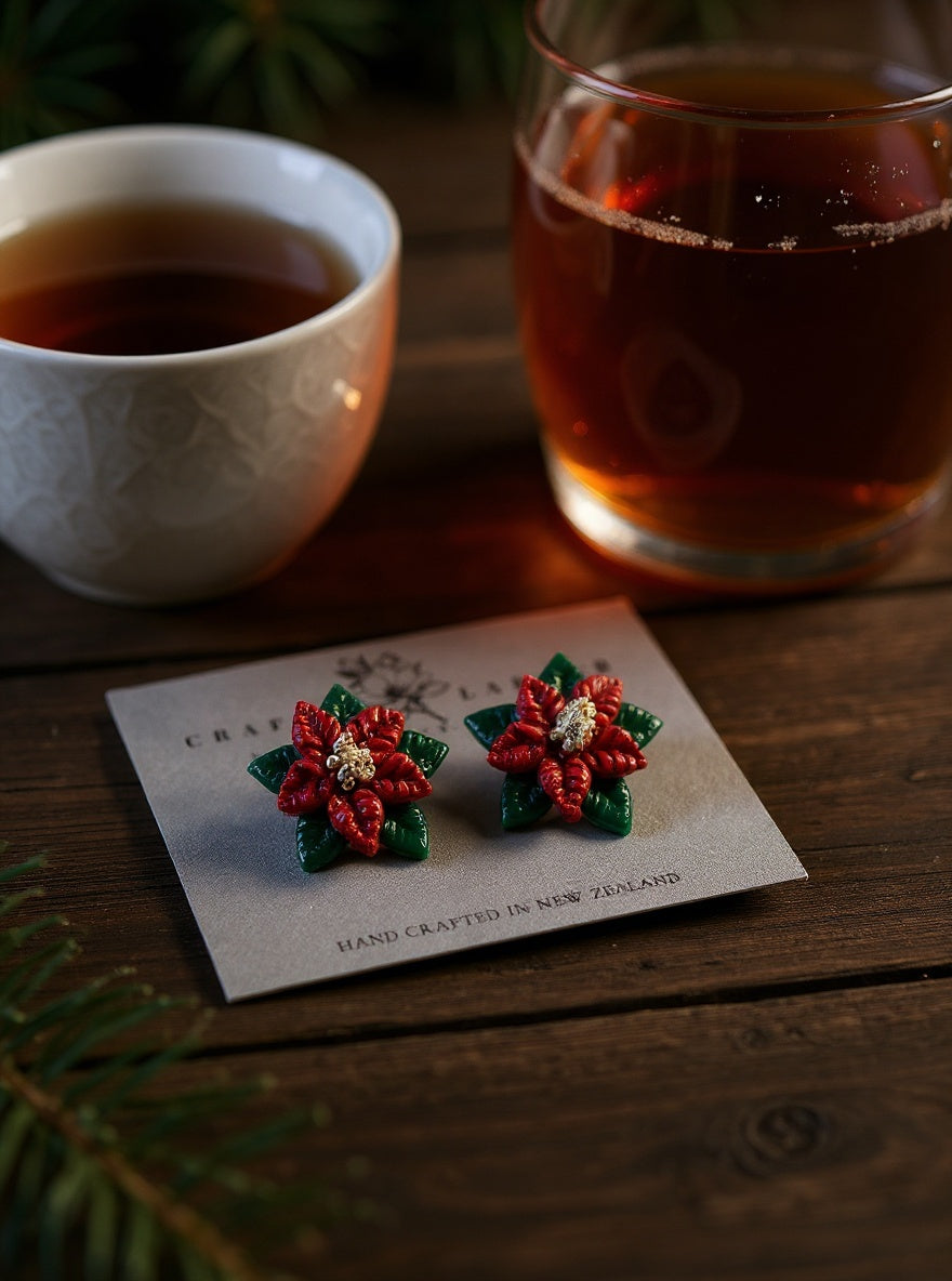 Poinsettia Stud Earrings