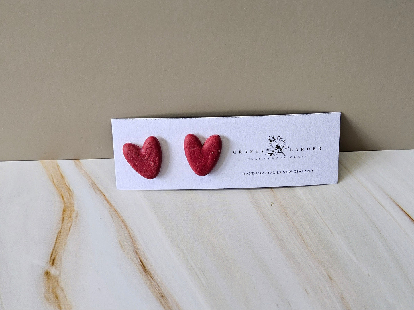 Red Heart Studs