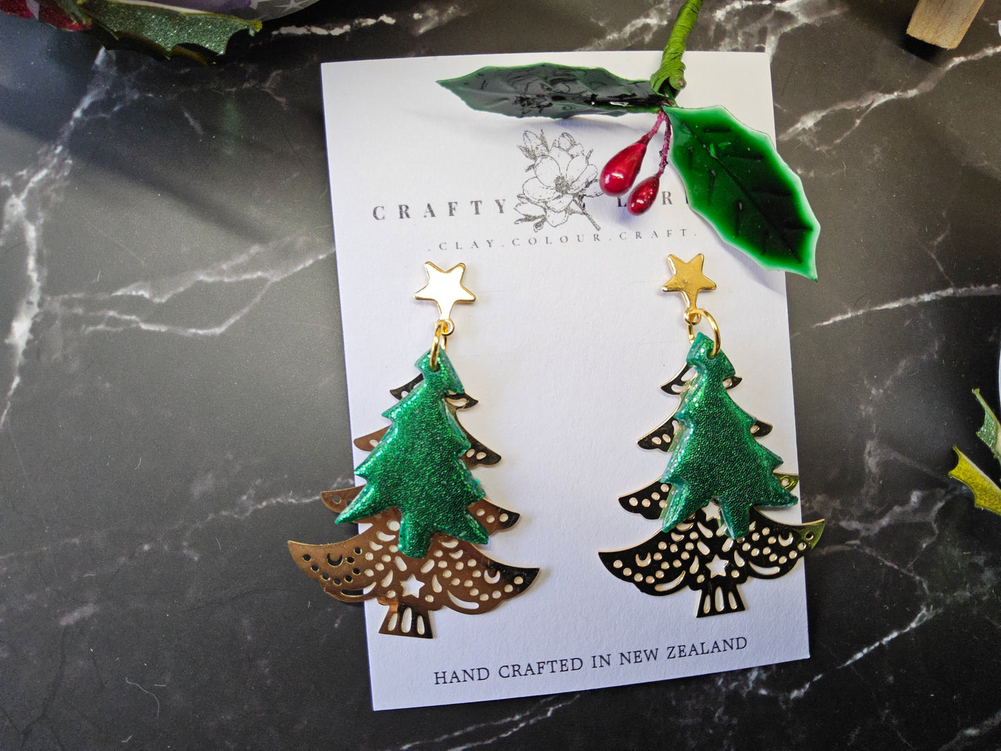 Glittery Christmas Tree Dangles