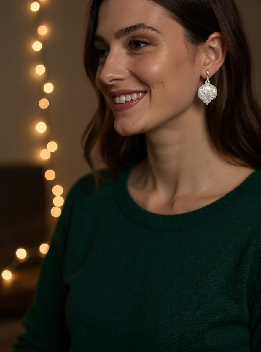 White Sparkle Ornament Dangles