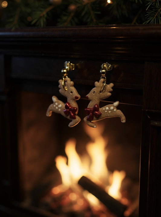 Jolly Reindeer Bow Dangles