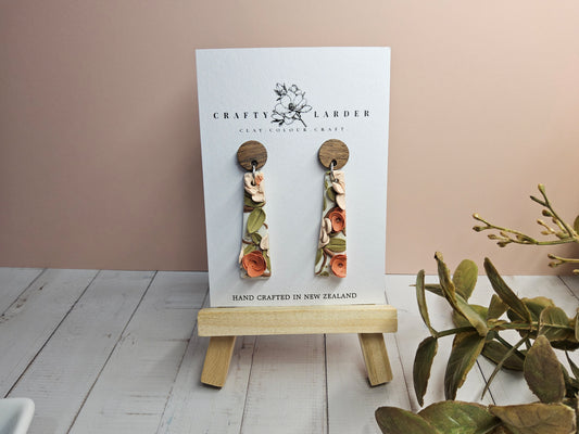 Natural Clay Walnut Floral Earrings