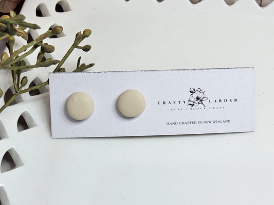 Natural Clay Half Cream Stud Earrings