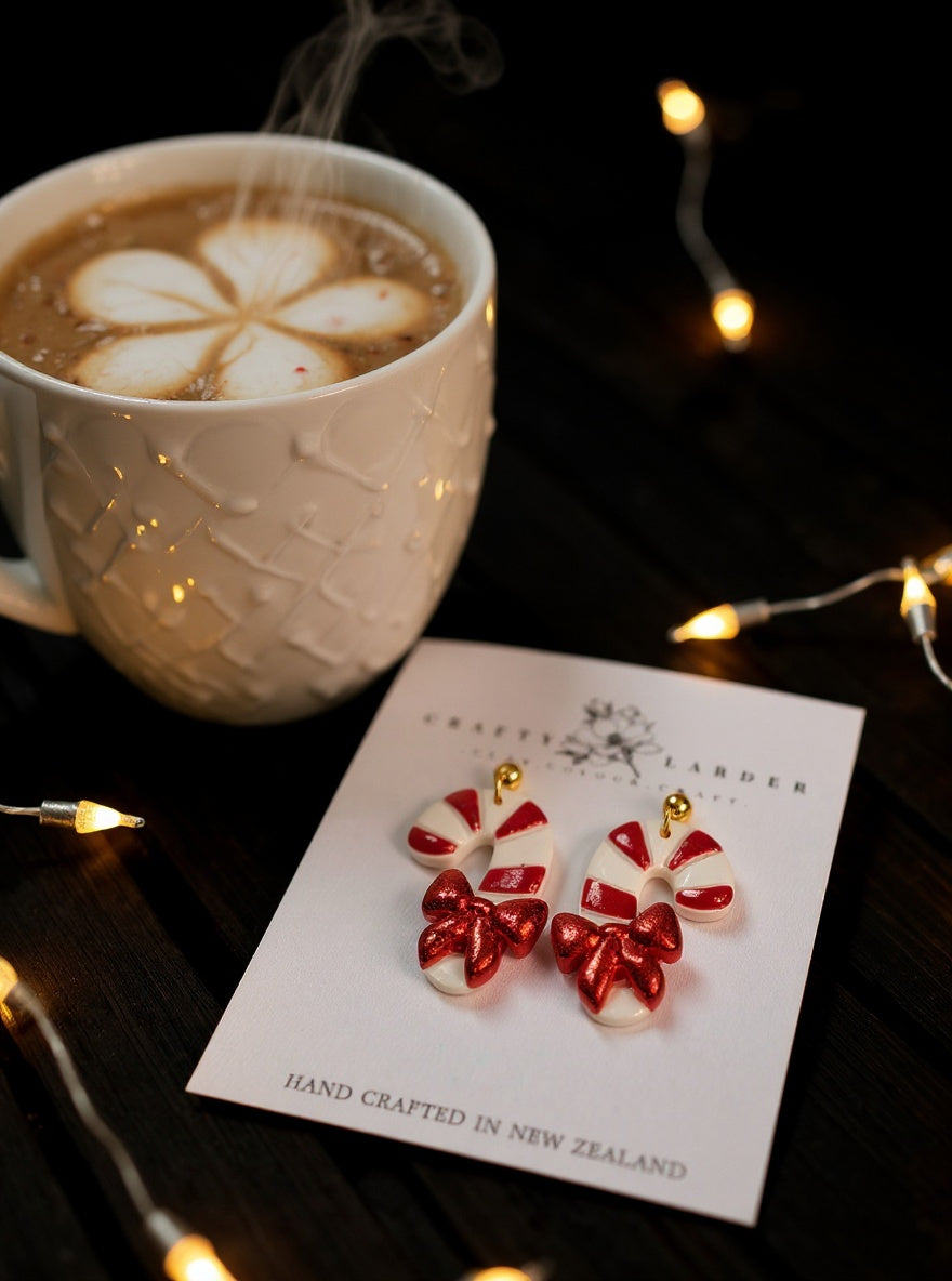 Festive Candy Cane Bow Dangles