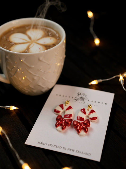 Festive Candy Cane Bow Dangles