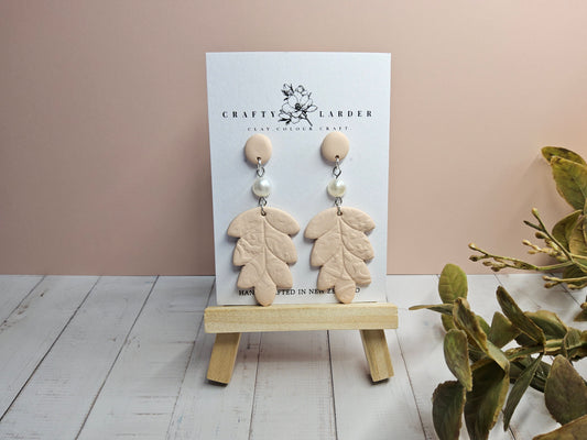 Natural Clay Almond and pearl Earrings