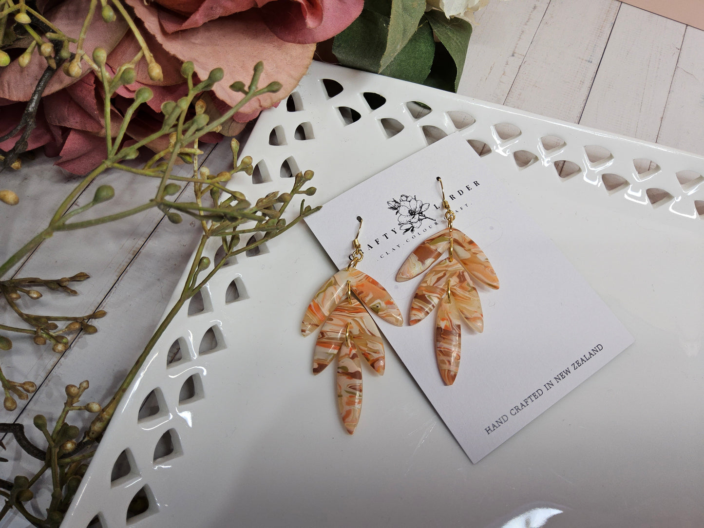 Natural Clay Agate Statement Earrings