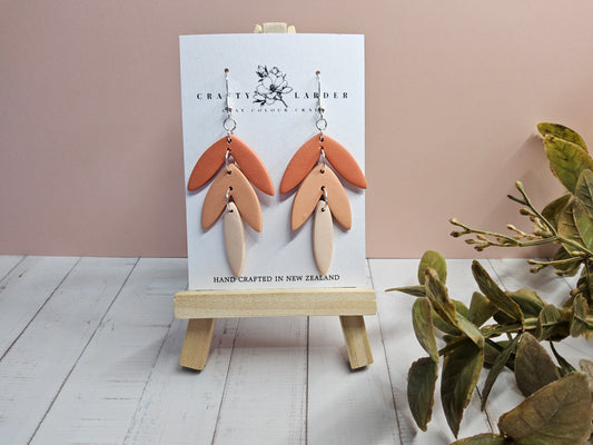 Natural Clay Tri colour Statement Earrings