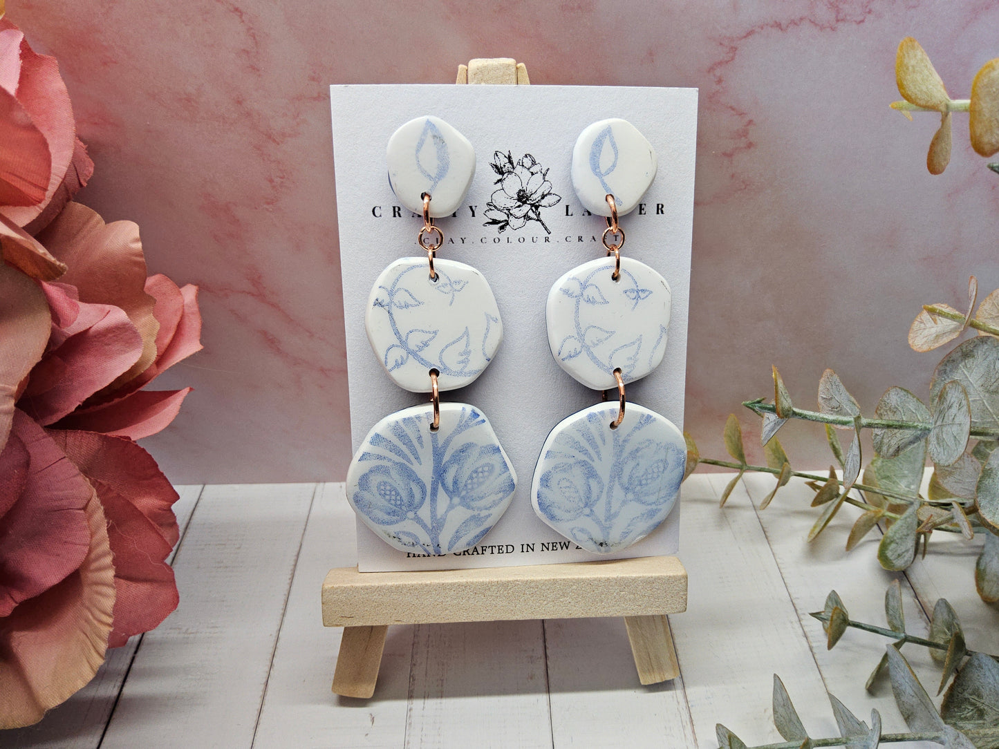 Blue & White Floral Angled Rounds – Seconds