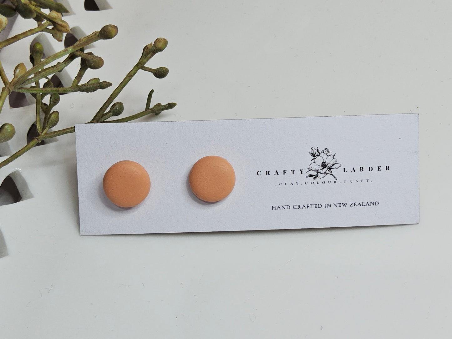 Natural Clay Light Terracotta Stud Earrings