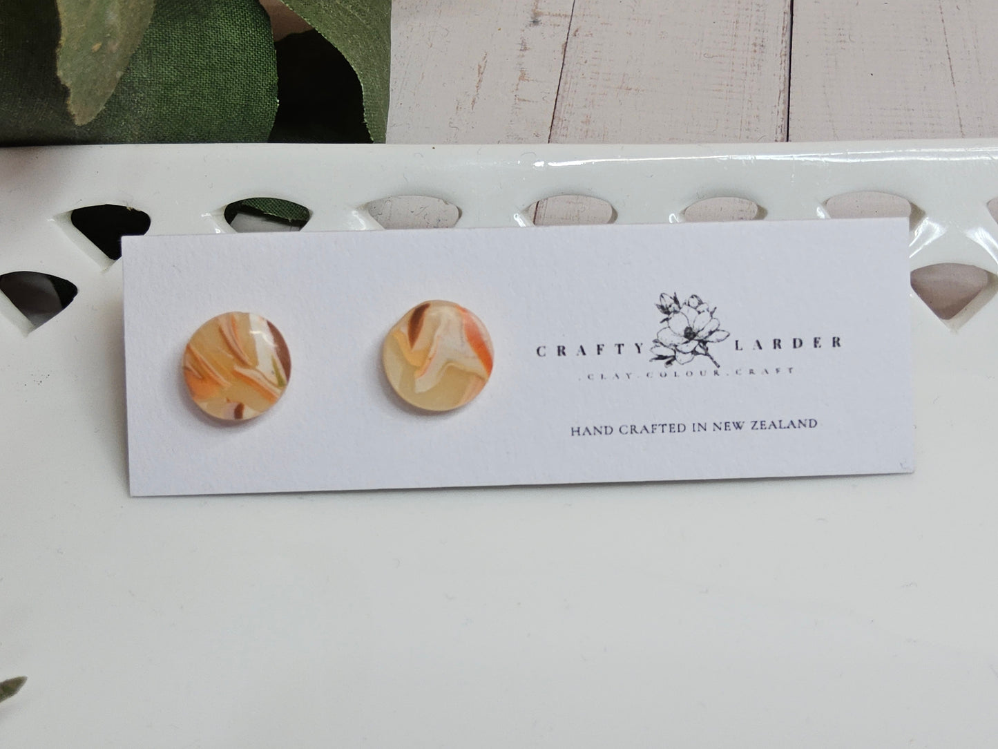 Natural Clay Agate Stud Earrings