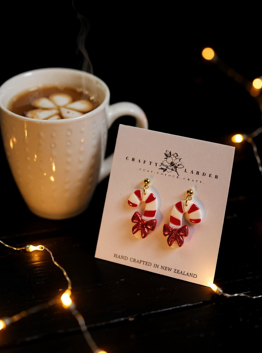 Festive Candy Cane Bow Dangles