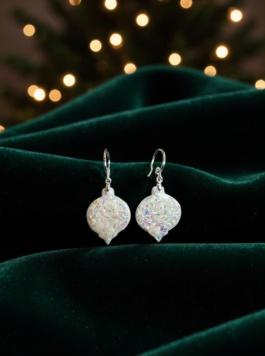 White Sparkle Ornament Dangles