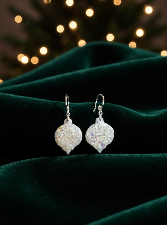 White Sparkle Ornament Dangles