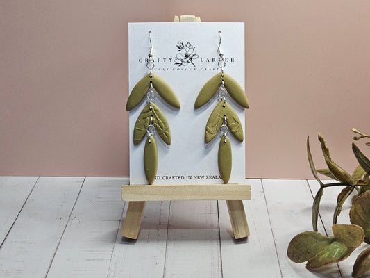 Natural Clay Olive Green Statement Earings