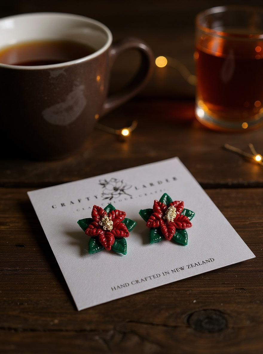 Poinsettia Stud Earrings