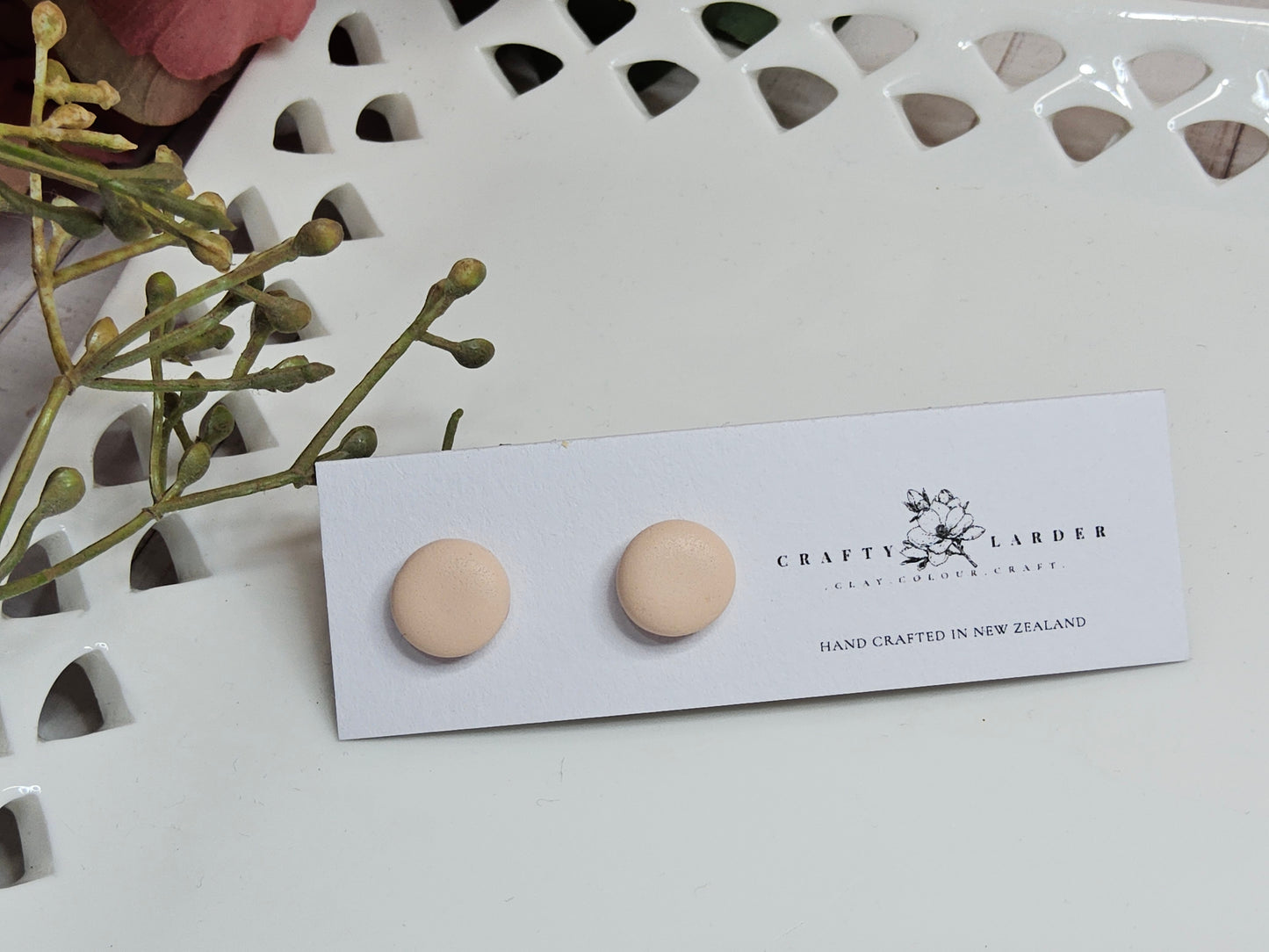 Natural Clay Almond Stud Earrings