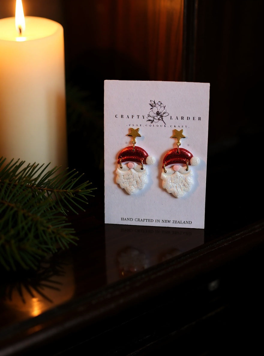 Glittery Santa Dangles