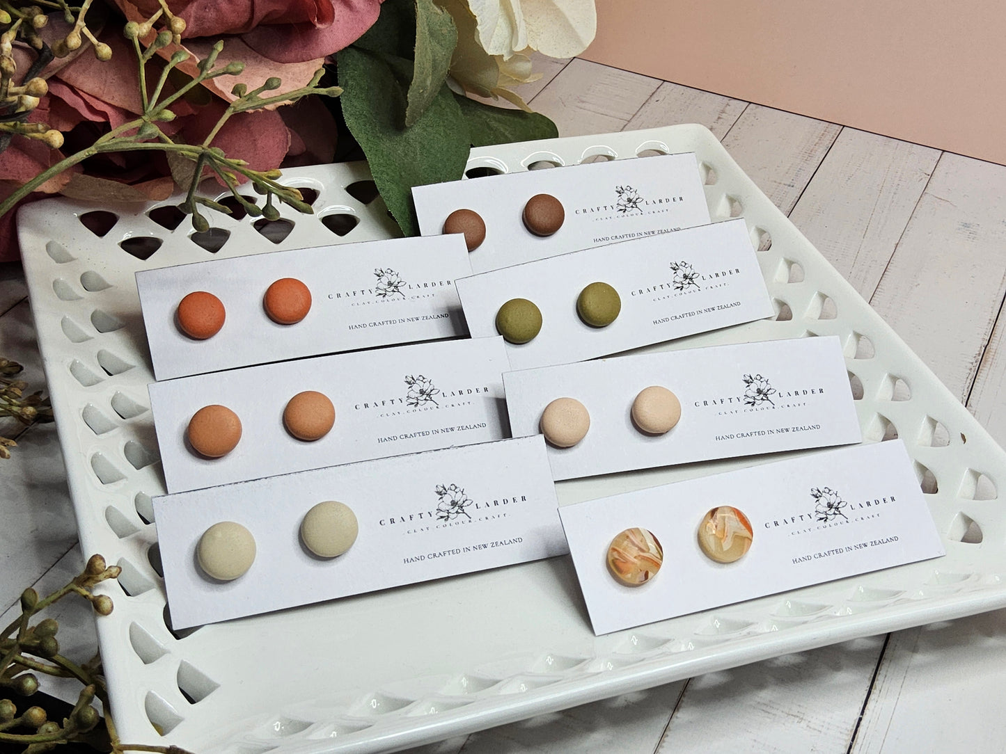 Natural Clay Almond Stud Earrings