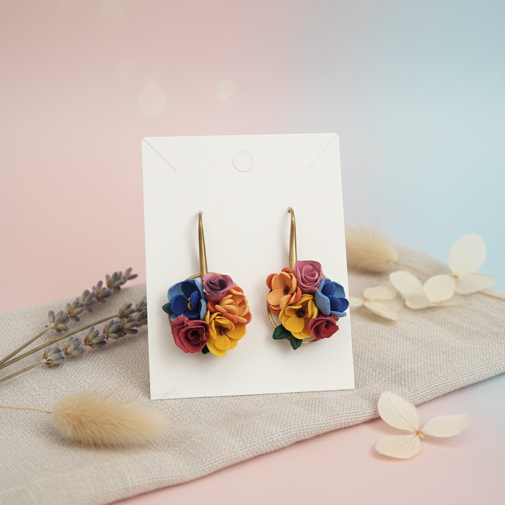 Summer Floral Clusters displayed on white card with pastel gradient background and dried flower styling