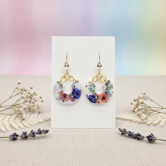 Garden Crystal Crescents displayed on white card with pastel gradient background and dried flower styling