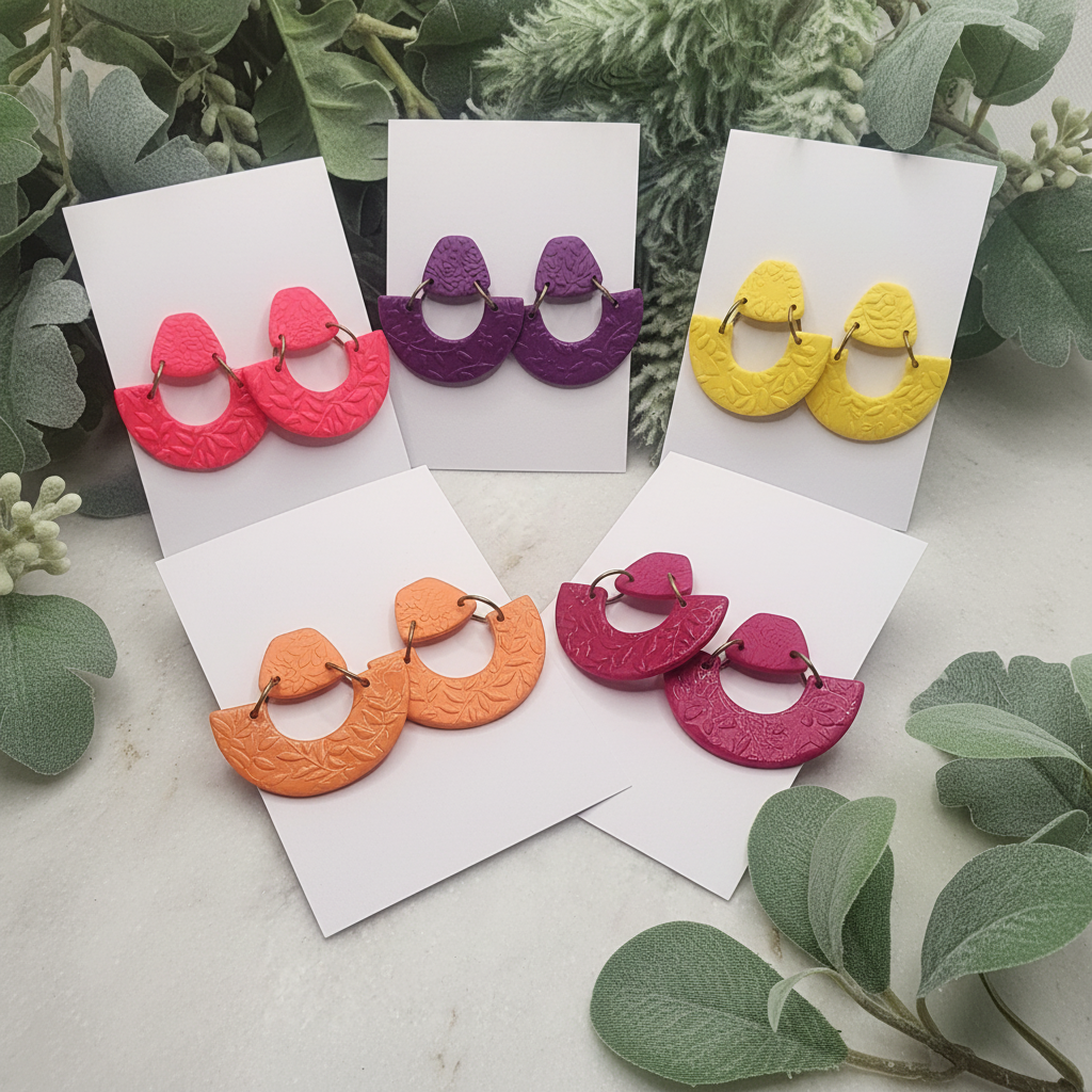 Summer Bloom Arc Dangle Earrings All Colors - Plain Card Display